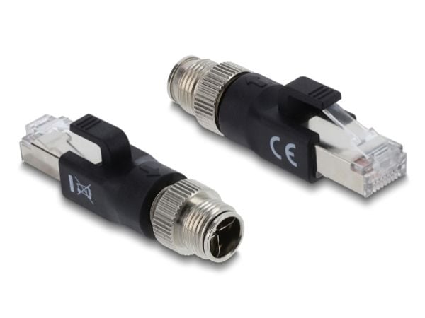 Delock M12 Adapter X-kodiert 8 Pin Stecker zu RJ45 schwarz (90833)