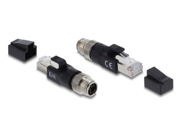 Delock M12 Adapter X-kodiert 8 Pin Stecker zu RJ45 schwarz (90833)