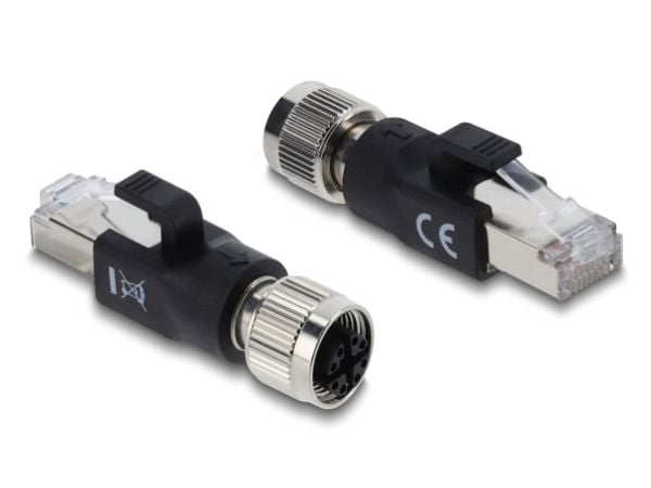 Delock - Nettverksadapter - 8 pin M12-X (hunn) til RJ-45 (hann) - CAT 6 - svart