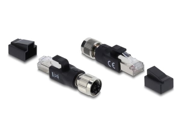 Delock - Nettverksadapter - 8 pin M12-X (hunn) til RJ-45 (hann) - CAT 6 - svart