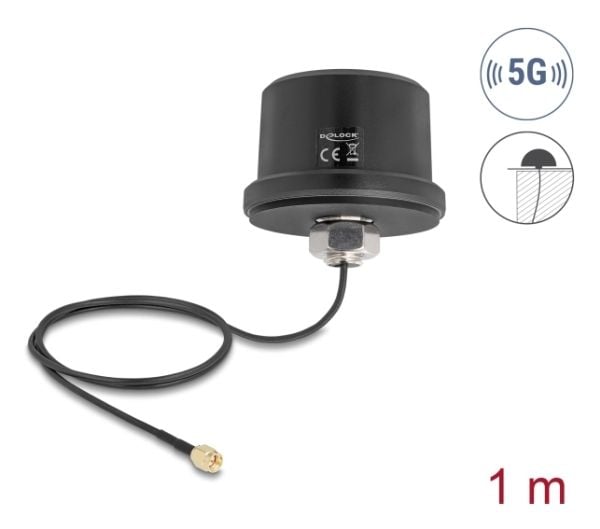 Delock - Antenne - cylinder - mobiltelefon, navigasjon, Wi-Fi, Bluetooth, IoT - 2.08 dBi (for 617 - 798 MHz), 2.18 dBi (for 803 - 960 MHz), 1.89 dB...