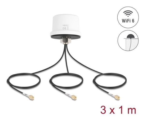 Delock 4G MIMO Dualband WiFi 6 antenni 2 x SMA + 1 x RP-SMA liitin ULA100 1 m ruuvikiinnityksellä ulkona valkoinen Delock 4G MIMO Dualband WiFi 6 antenni 2 x SMA + 1 x RP-SMA liitin ULA100 1 m ruuvikiinnityksellä ulkona valkoinen