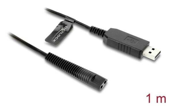 Delock USB-latauskaapeli 12 V sähköparranajokoneelle yhteensopiva Braun Series 1, 3, 5, 7, 9 kanssa - Parranajokoneen latauslaitteen vaihtokaapeli