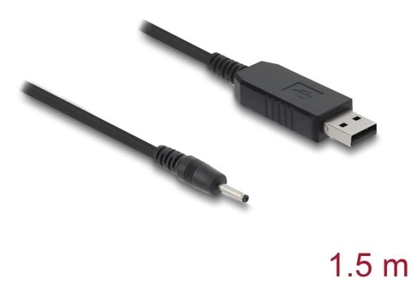 Delock - Strömkabel - USB till likströmsuttag 2,5 mm - 2.3 V - 1.5 m - svart