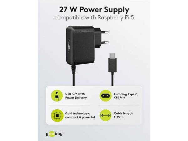 Goobay 74437, Universell, Innendørs, 100 - 240 V, 50/60 Hz, 27 W, 5 - 15 V