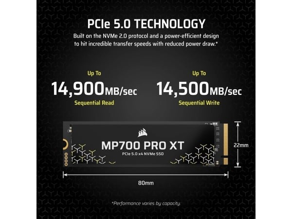 CORSAIR MP700 PRO XT - SSD - 1 TB - intern - M.2 2280 - PCI Express 5.0 x4 (NVMe) - 256-bit AES