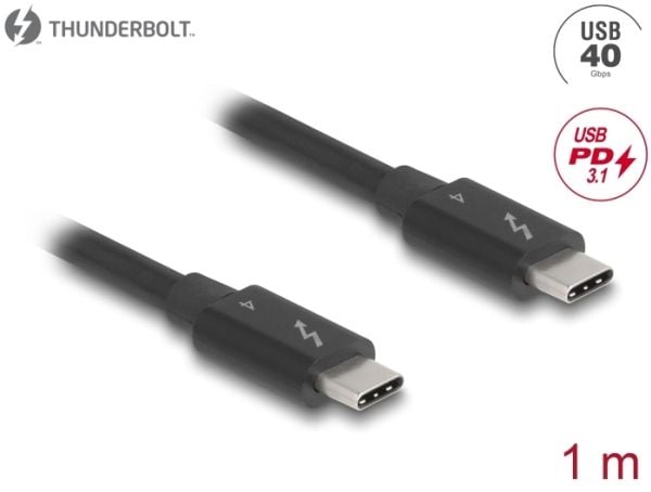 Delock Thunderbolt 4-kabel 40 Gbps PD 3.1 240 W 1 m svart