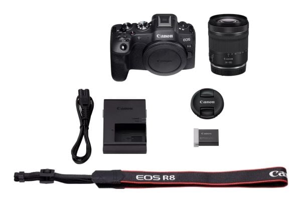 Canon EOS R8 + RF 24-105mm F4-7.1 IS STM, 24,2 MP, 6000 x 4000 piksler, CMOS, 4K Ultra HD, Berøringsskjerm, Svart