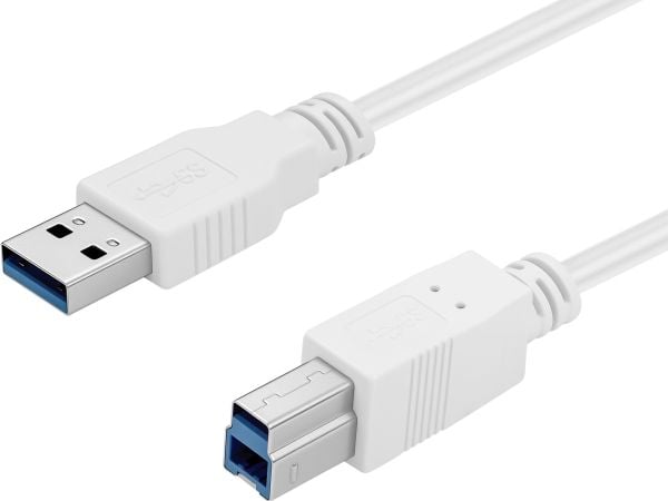 Sandberg 509-23, 1,8 m, USB A, USB B, USB 3.2 Gen 1 (3.1 Gen 1), 5 Gbit/sek, hvit
