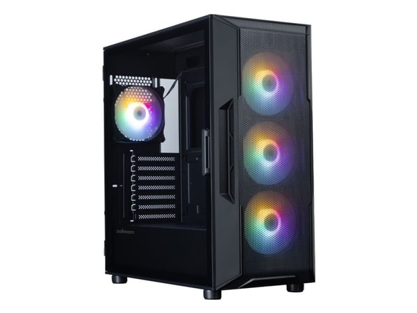 Zalman i3 NEO V2 - Mid tower - ATX - sidepanel med vindu (herdet glass) - ingen strømforsyning (ATX) - svart - USB/lyd