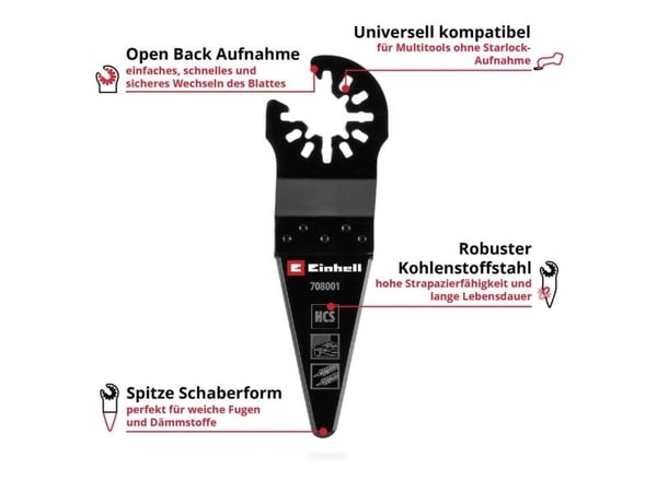 Einhell 708001 Skrape-/blader HCS, spiss krom-vanadinstål, HCS-skrape 50 mm 1 stk