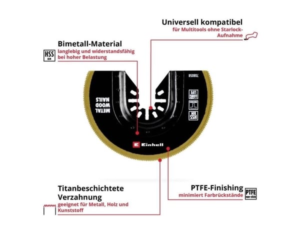 Einhell 708058 sagblad halvrund BIM-TI 88 mm bimetall stikksagblad 88 mm (1 stk.) (708058)