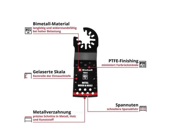 Einhell 708043 stikksagblad BIM 34 mm bimetall multifunksjonsverktøy-tilbehørsett 34 (708043)