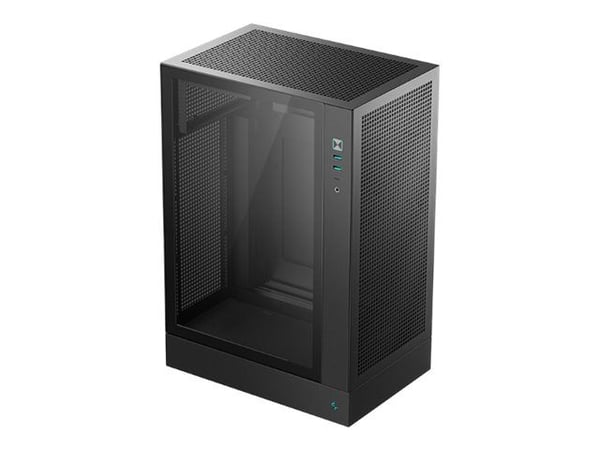 DeepCool CH170 Plus - Mid tower - micro ATX - genomskinlig sidopanel (härdat glas) - ingen strömförsörjning (ATX / SFX / SFX-L) - svart - USB/ljud