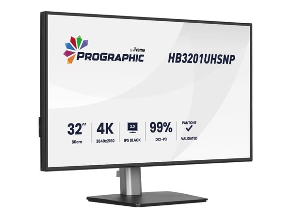 Iiyama ProGraphic HB3201UHSNP-B1 - LED-skjerm - 31.5" - 3840 x 2160 4K @ 60 Hz - IPS Black 2.0 - 450 cd/m² - 3000:1 - 4 ms - HDMI, DisplayPort, USB...