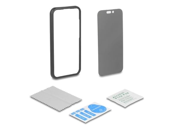 Delock beskyttelsesfilm for iPhone 17 med herdet glassbeskyttelsesskjerm Antispion 4-veis personvernskjerm med installasjonshjelp