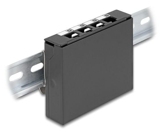 Delock - Pluggbord (blankt) - for keystone RJ-modules - DIN-skinnemonterbar, overflatemonterbar, veggmonterbar - svart - 4 porter