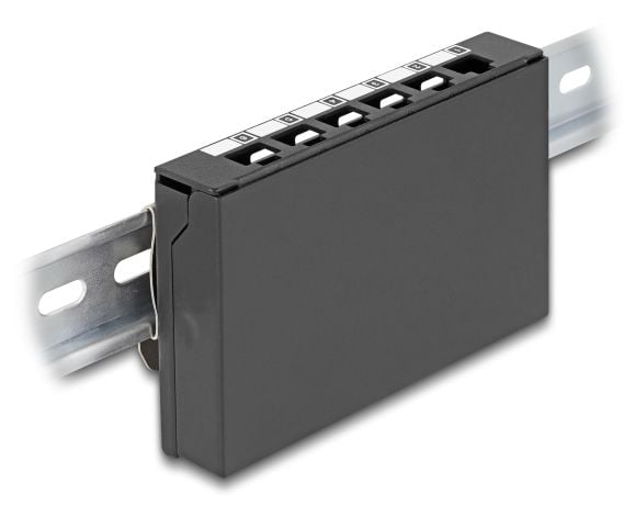 Delock - Pluggbord (blankt) - for keystone RJ-modules - DIN-skinnemonterbar, overflatemonterbar, veggmonterbar - svart - 6 porter