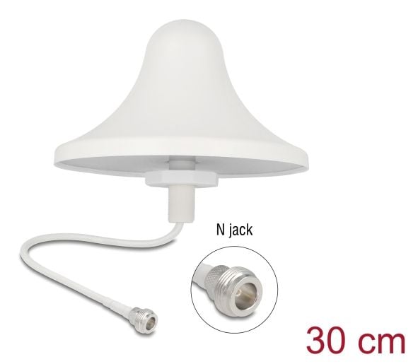 Delock - Antenne - mushroom - Wi-Fi, mobiltelefon - 3 dBi - rundtstrålende - takmonterbar, innendørs