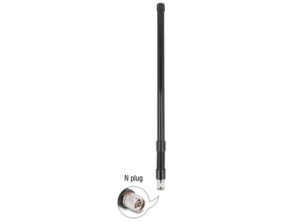 Delock WiFi 5,8 GHz N-liitin 7 dBi suuntaamaton antenni teräsjousella musta ulkokäyttöön