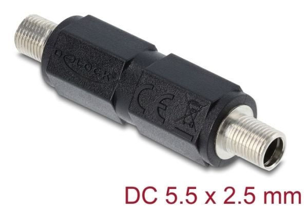 Delock - Strømadapter - 5,5 x 2,5 mm DC-jakk (hunn) gjenget til 5,5 x 2,1 mm DC-jakk (hunn) gjenget - 24 V - 5 A - rett - svart