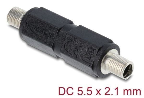 Delock - Strømadapter - 5,5 x 2,5 mm DC-jakk (hann) til 5,5 x 2,1 mm DC-jakk (hunn) gjenget - rett - svart