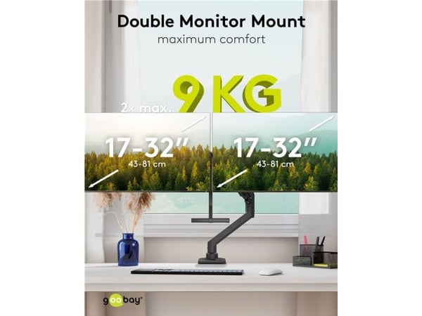 Goobay 74074, 18 kg, 43,2 cm (17"), 81,3 cm (32"), 100 x 100 mm, Høydejustering, Svart