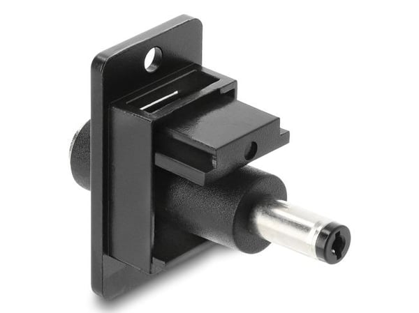 Delock Panel Mount DC 5,5 x 2,1 mm naaras DC 5,5 x 2,1 mm uros musta