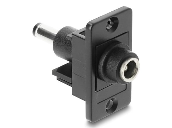 Delock Panel Mount DC 5,5 x 2,1 mm naaras DC 5,5 x 2,5 mm uros musta