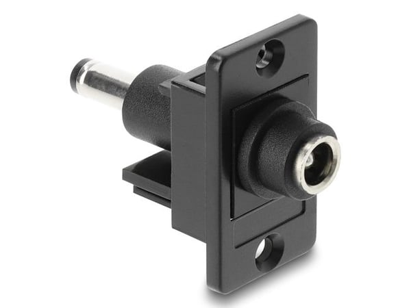 Delock Panel Mount DC 5,5 x 2,5 mm pistorasia DC 5,5 x 2,1 mm pistokkeeseen musta