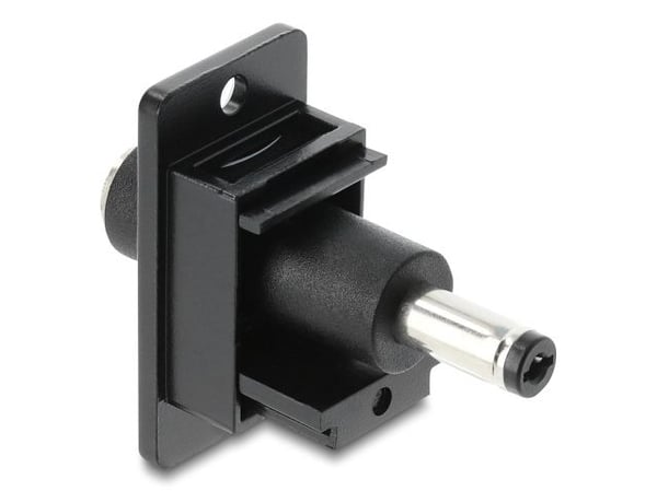 Delock Panel Mount DC 5,5 x 2,5 mm pistorasia DC 5,5 x 2,1 mm pistokkeeseen musta