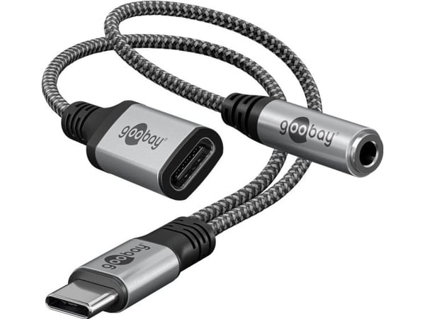 Goobay 74524, Hankjønn, USB Type-C + 3.5mm, Hunkjønn, 0,15 m, Sort, Grå