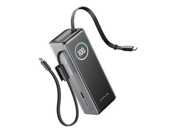 EcoFlow RAPID (25000 mAh, 170 W) – Innebygd kabel – Powerbank – Sølv