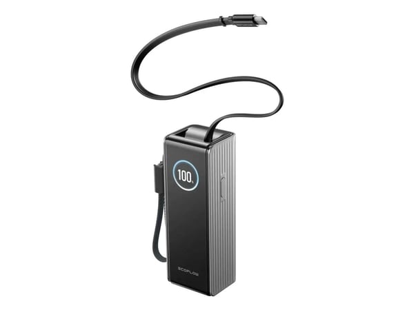 EcoFlow RAPID (25000 mAh, 170 W) – Innebygd kabel – Powerbank – Sølv