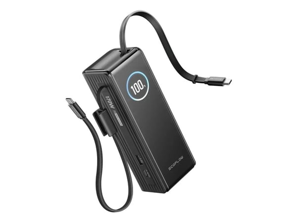 EcoFlow RAPID (25000 mAh, 170 W) – Innebygd kabel – Powerbank – Svart