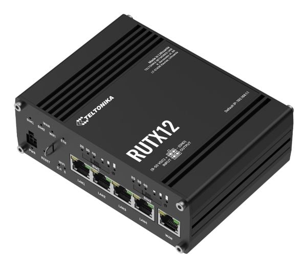 Teltonika RUTX12 - Trådløs ruter - WWAN 5-port svitsj - 1GbE, Modbus Dobbeltbånd - 4G, 3G
