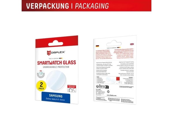 Displex 02209, Skjermbeskytter, Smartklokke, Gjennomsiktig, Samsung, Galaxy Watch 8 (44mm), Herdet glass