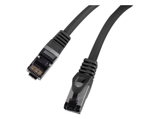 Lanberg - Koblingskabel - RJ-45 (hann) til RJ-45 (hann) - 6.2 mm - S/FTP - CAT 8.1 - halogenfri, formstøpt, uten hindringer, strandet kobber - svart