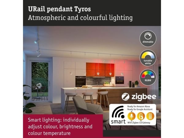 Paulmann Tyros RGBW, LED, Ikke-utskiftbare pærer, 200 lm, IP20, Hvit
