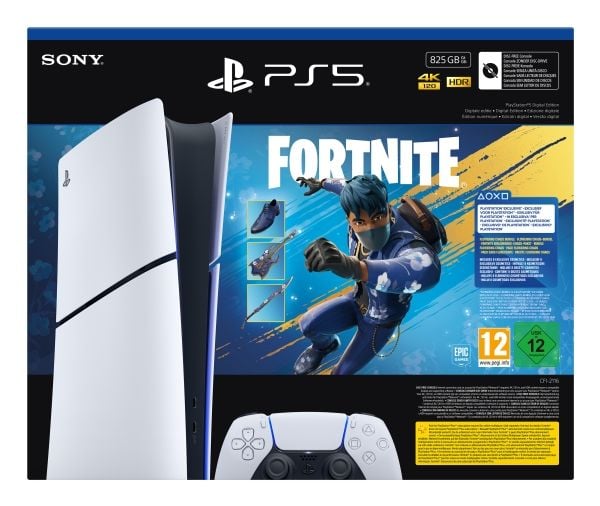 Sony PlayStation 5 Digital Edition - Fortnite Flowering Chaos Bundle, PlayStation 5, Svart, Hvit, 16384 MB, GDDR6, 448 GB/s, AMD