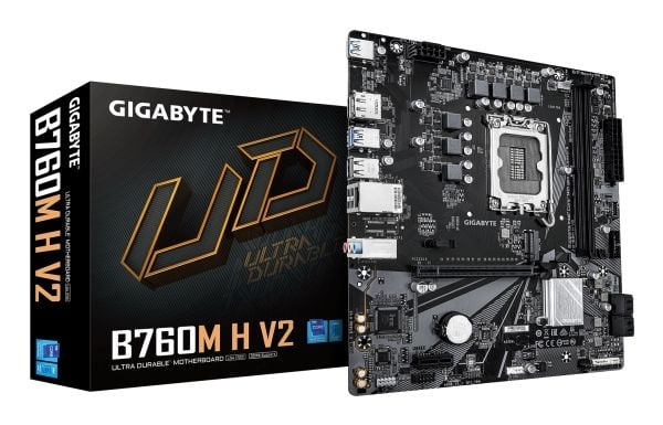 Gigabyte B760M H - Hovedkort - micro ATX - LGA1700-sokkel - B760 Chipset - USB 3.2 Gen 1 - innbygd grafikk (CPU kreves) - HD-lyd (8-kanalers)