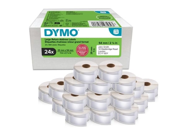 DYMO 2223589, Hvit, Papir, Forest Stewardship Council (FSC), 5,4 cm, 2,5 cm, 12000 stykker