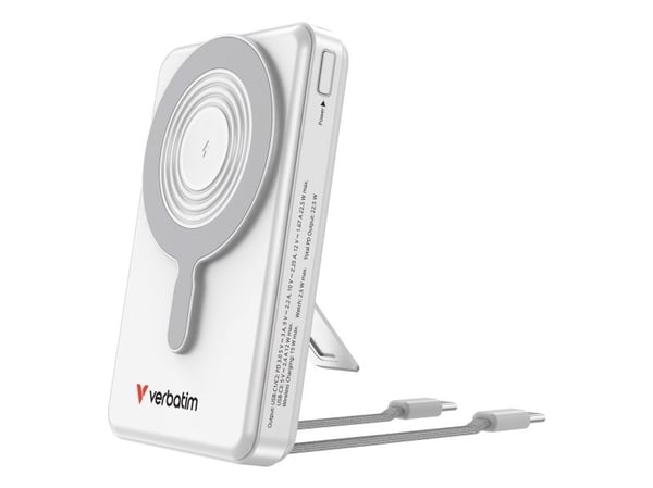 Verbatim Charge 'n' Go - Trådløs nødlader - magnetic, two cable, with display - 10000 mAh - 38.5 Wh - 22.5 watt - 3 A - PD 3.0, Fast Charge, Apple ...