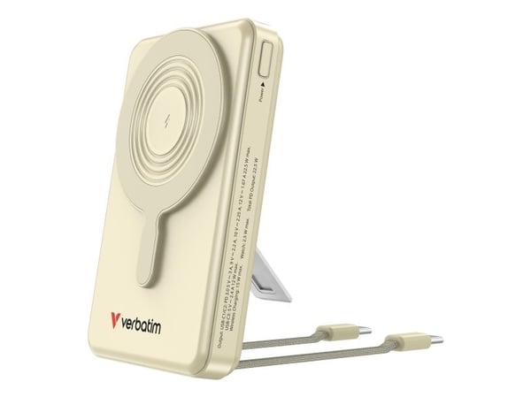 Verbatim Charge 'n' Go - Trådløs nødlader - magnetic, two cable, with display - 10000 mAh - 38.5 Wh - 22.5 watt - 3 A - PD 3.0, Fast Charge, Apple ...