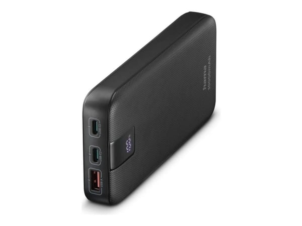 Hama PD 10 - Powerbank - 10000 mAh - 37 Wh - 20 Watt - 3 A - PD 3.0, QC 3.0 - 3 ulostuloliitintä (USB, 2 x USB-C) - kaapelissa: USB-C - antrasiitti...