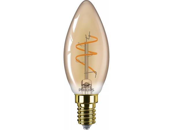 Philips Filamentti kynttilälamppu meripihka 15W B35 E14, 2,7 W, 15 W, E14, 180 lm, 15000 h, Flame