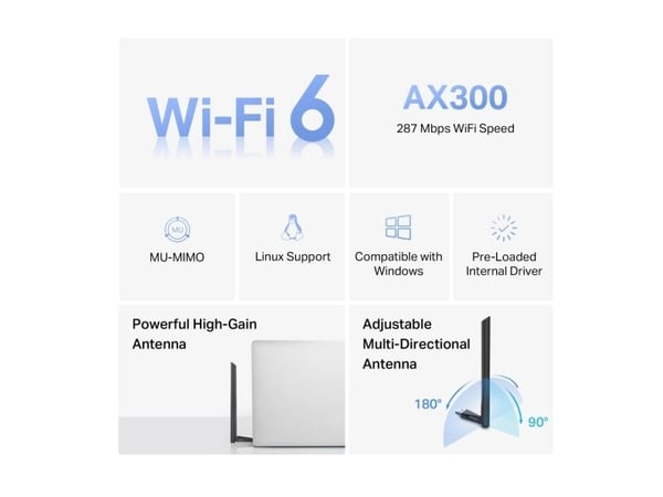 Mercusys MA14H, Koblet med ledninger (ikke trådløs), USB, WLAN, Wi-Fi 6 (802.11ax), 287 Mbit/s, Svart