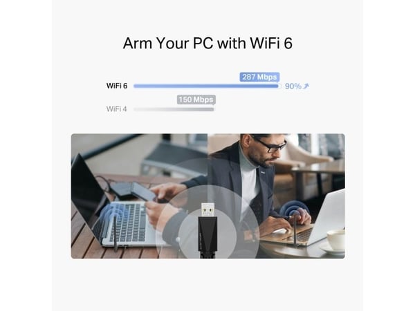Mercusys MA14H, Koblet med ledninger (ikke trådløs), USB, WLAN, Wi-Fi 6 (802.11ax), 287 Mbit/s, Svart