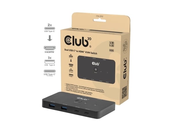 Club 3D CSV-2512 - KVM / lydsvitsj - 2 x KVM/lyd - stasjonær