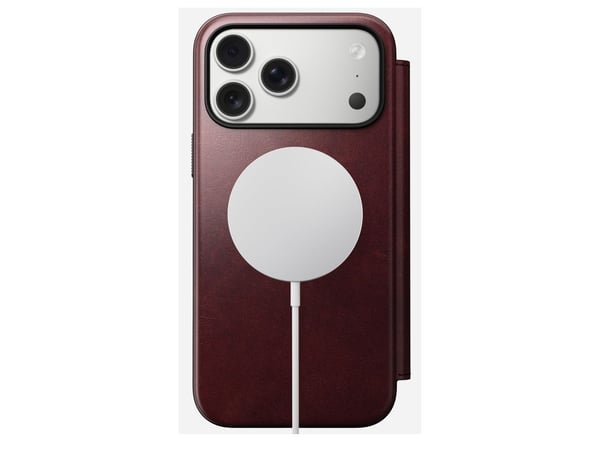 NOMAD Modern Leather Folio - lærveske for iPhone 17 Pro Max kompatibel med MagSafe| Horween-skinn (burgunder)